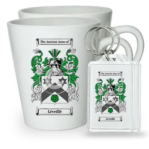 Léveillé Pair of Latte Mugs and Pair of Keychains