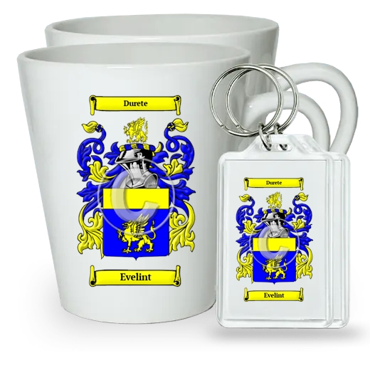 Evelint Pair of Latte Mugs and Pair of Keychains