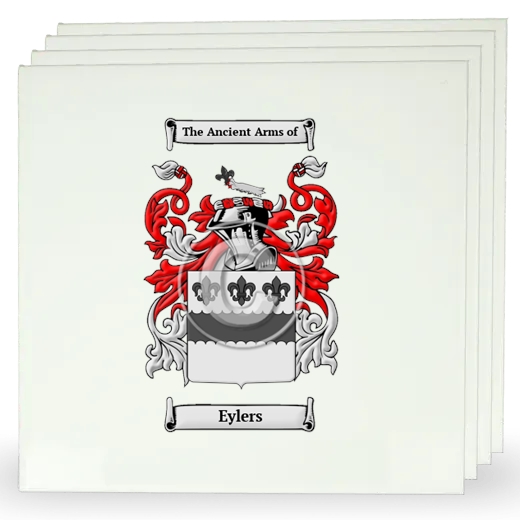 Eylers Set of Four Large Tiles with Coat of Arms
