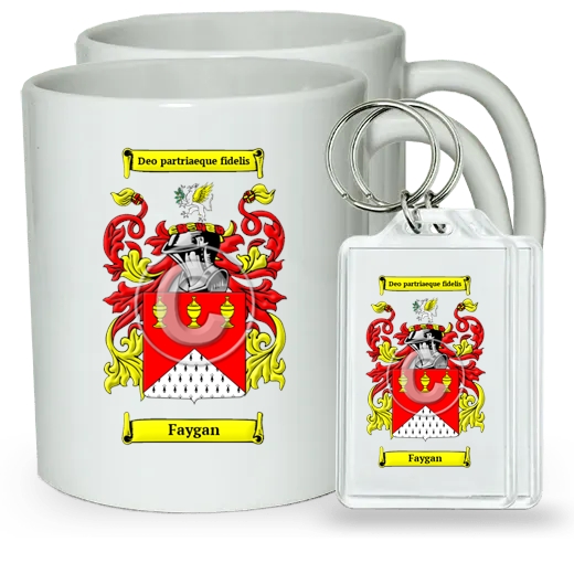 Faygan Pair of Coffee Mugs and Pair of Keychains