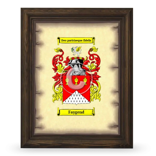 Faygend Coat of Arms Framed - Brown