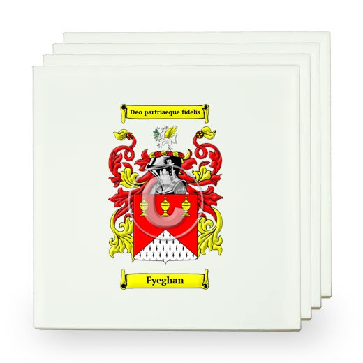 Fyeghan Set of Four Small Tiles with Coat of Arms