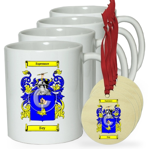 Fey Set of 4 Classic Mugs and Ornaments