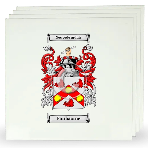 Fairbaorne Set of Four Large Tiles with Coat of Arms
