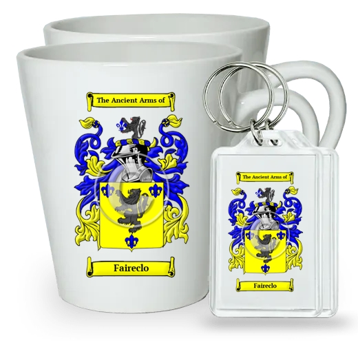 Faireclo Pair of Latte Mugs and Pair of Keychains