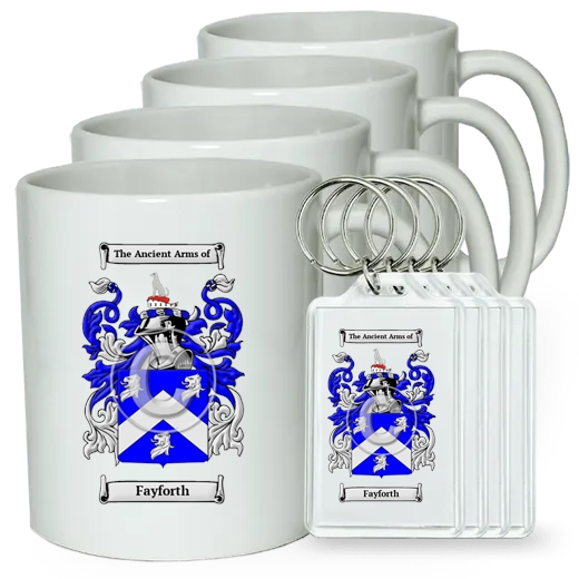 Fayforth Set of 4 Coffee Mugs and Keychains