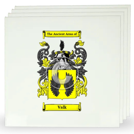 Valk Set of Four Large Tiles with Coat of Arms