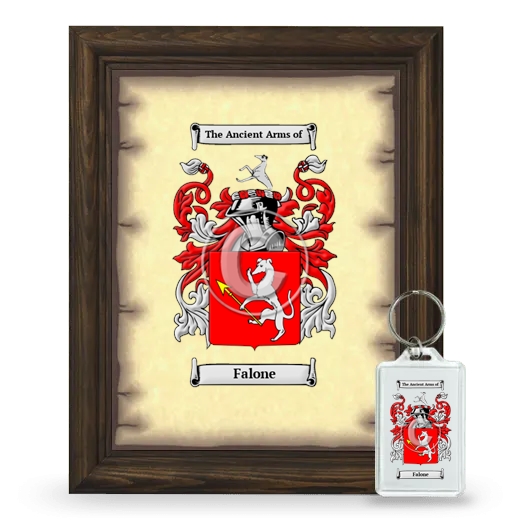 Falone Framed Coat of Arms and Keychain - Brown