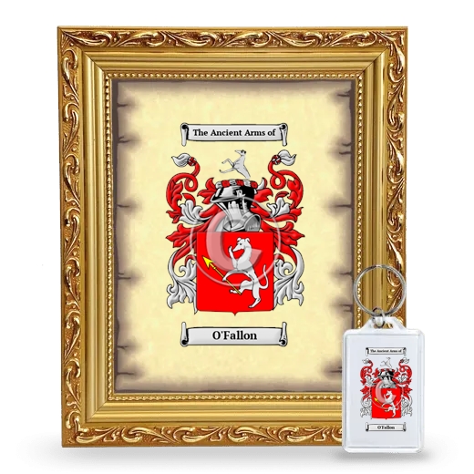 O'Fallon Framed Coat of Arms and Keychain - Gold