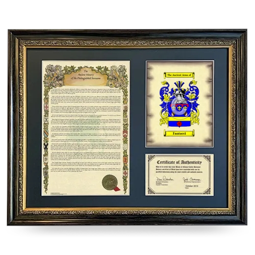 Fantacci Framed Surname History and Coat of Arms- Heirloom