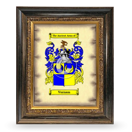 Vurnam Coat of Arms Framed - Heirloom