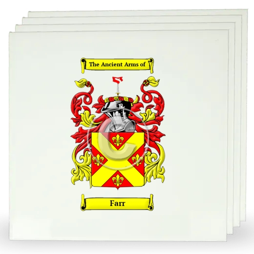 Farr Set of Four Large Tiles with Coat of Arms