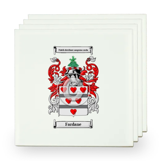 Fardane Set of Four Small Tiles with Coat of Arms