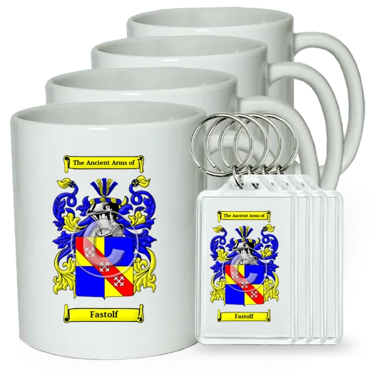 Fastolf Set of 4 Coffee Mugs and Keychains