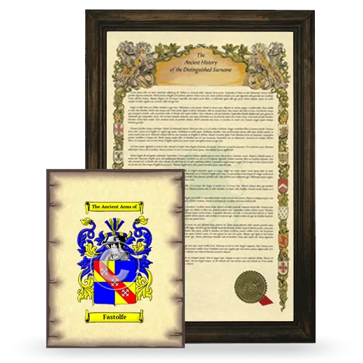 Fastolfe Framed History and Coat of Arms Print - Brown