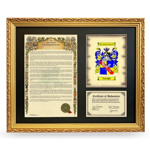 Fastolph Framed Surname History and Coat of Arms- Gold