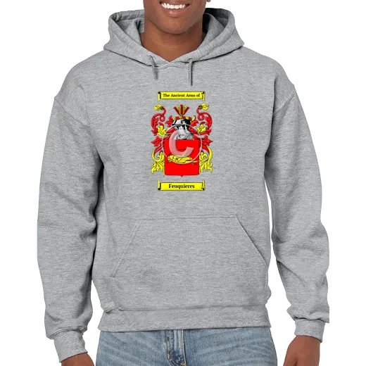 Feuquieres Grey Unisex Coat of Arms Hooded Sweatshirt