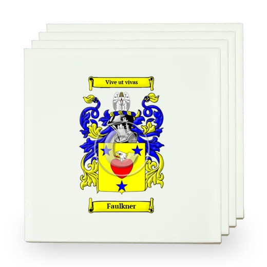 Faulkner Set of Four Small Tiles with Coat of Arms