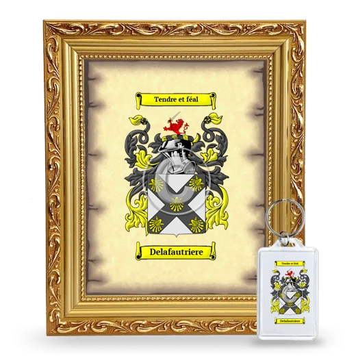 Delafautriere Framed Coat of Arms and Keychain - Gold