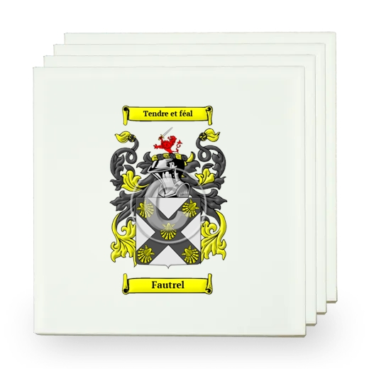 Fautrel Set of Four Small Tiles with Coat of Arms