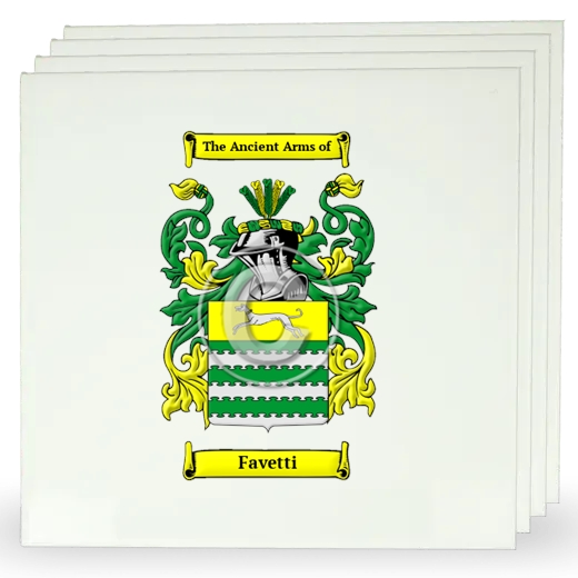 Favetti Set of Four Large Tiles with Coat of Arms