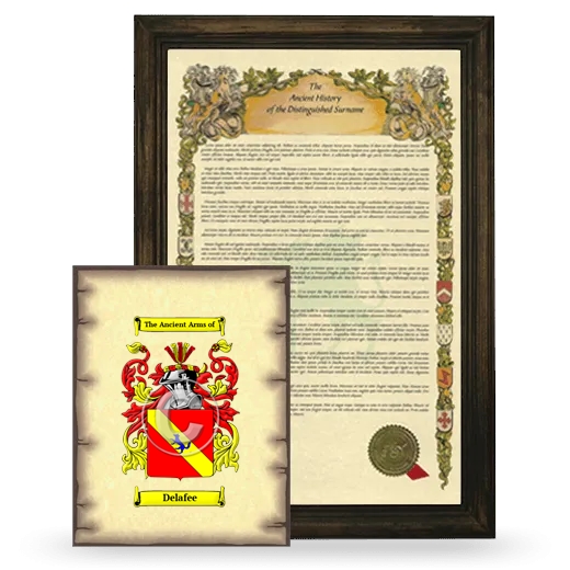 Delafee Framed History and Coat of Arms Print - Brown