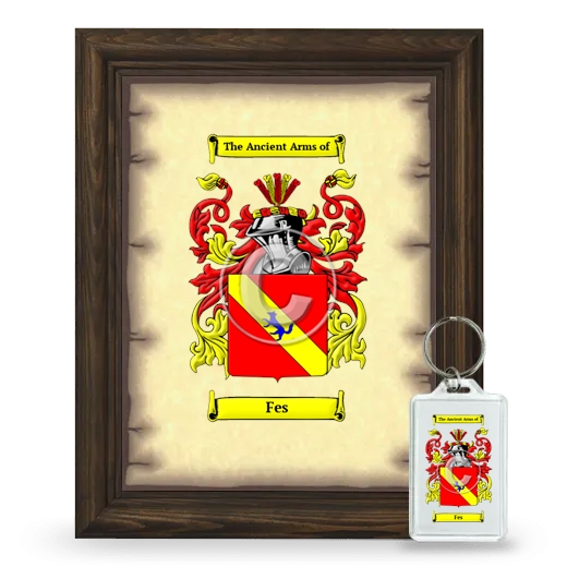 Fes Framed Coat of Arms and Keychain - Brown