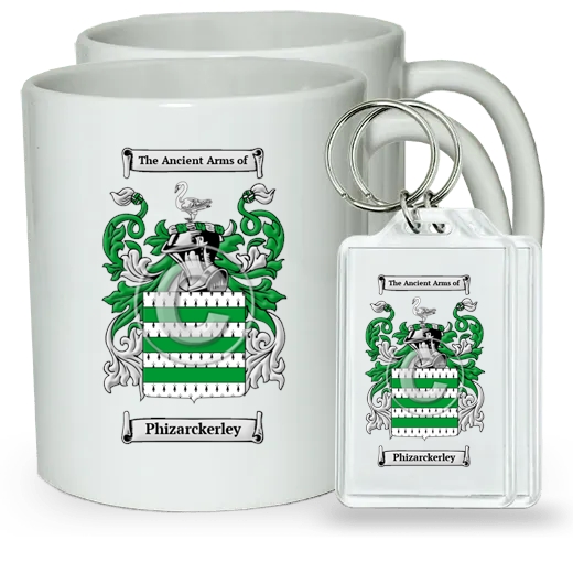 Phizarckerley Pair of Coffee Mugs and Pair of Keychains