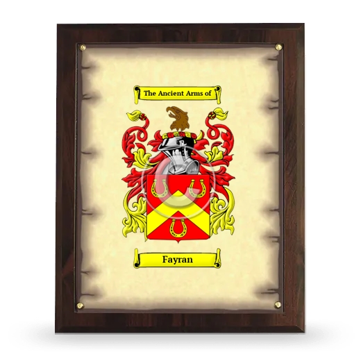 Fayran Coat of Arms Plaque