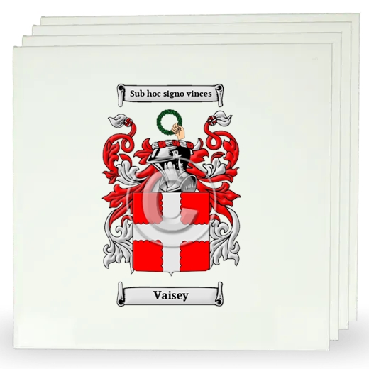 Vaisey Set of Four Large Tiles with Coat of Arms