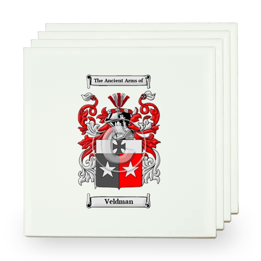 Veldman Set of Four Small Tiles with Coat of Arms