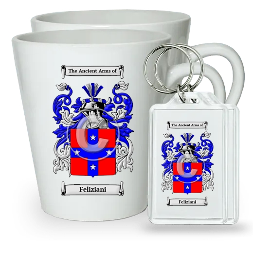 Feliziani Pair of Latte Mugs and Pair of Keychains