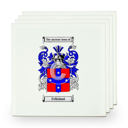 Feliziani Set of Four Small Tiles with Coat of Arms