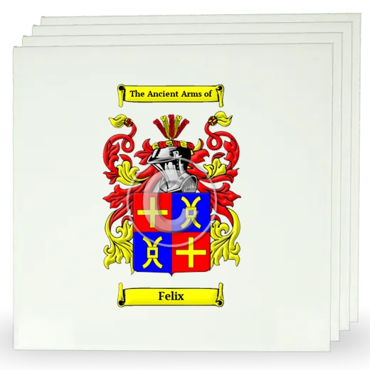 Felix Set of Four Large Tiles with Coat of Arms