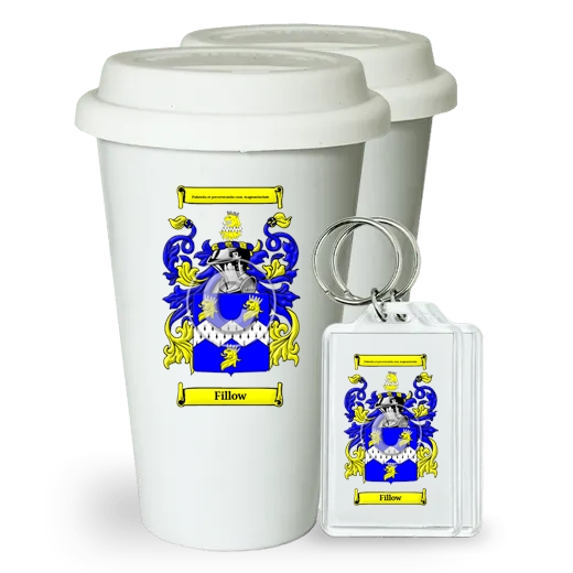 Fillow Pair of Ceramic Tumblers with Lids and Keychains