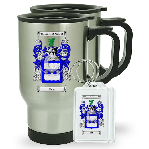 Fan Pair of Travel Mugs and pair of Keychains