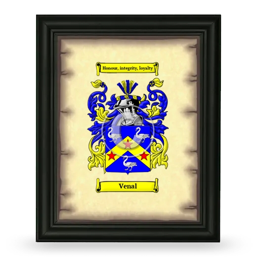 Venal Coat of Arms Framed - Black