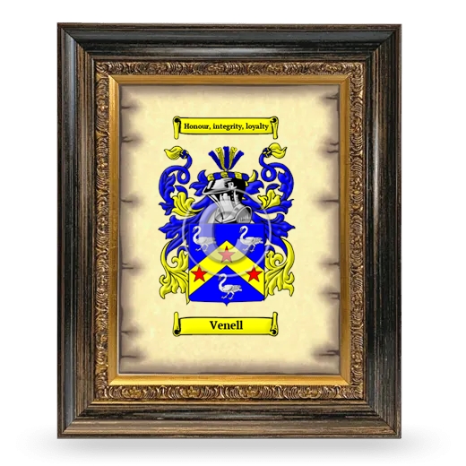 Venell Coat of Arms Framed - Heirloom