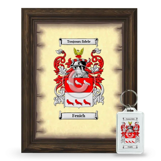 Fenich Framed Coat of Arms and Keychain - Brown