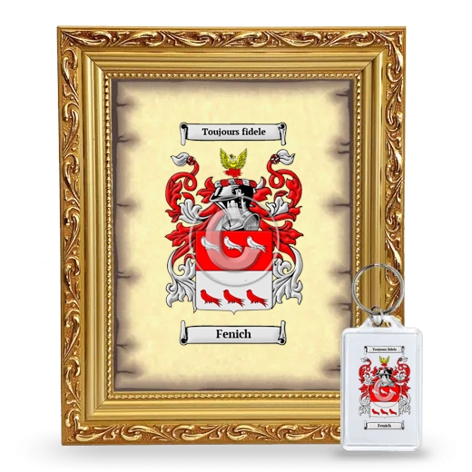 Fenich Framed Coat of Arms and Keychain - Gold