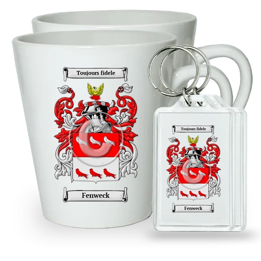 Fenweck Pair of Latte Mugs and Pair of Keychains