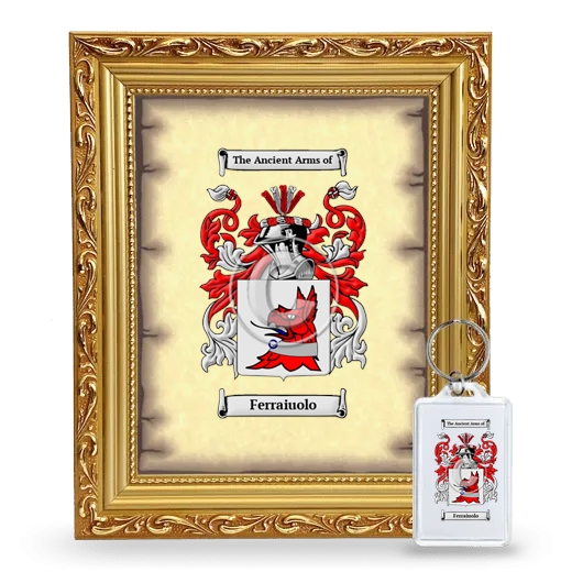 Ferraiuolo Framed Coat of Arms and Keychain - Gold