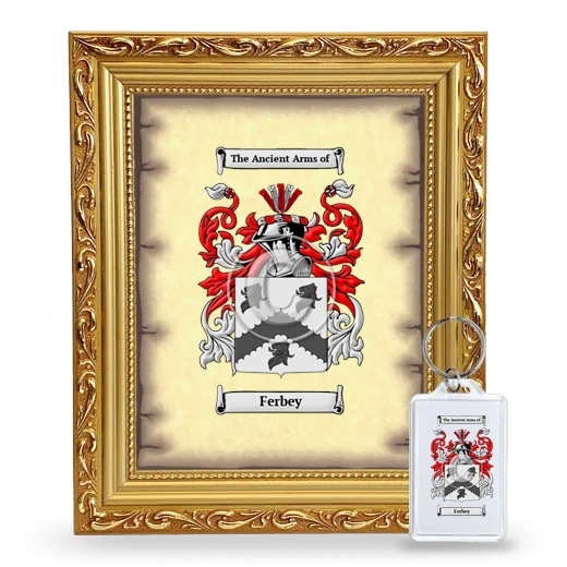 Ferbey Framed Coat of Arms and Keychain - Gold