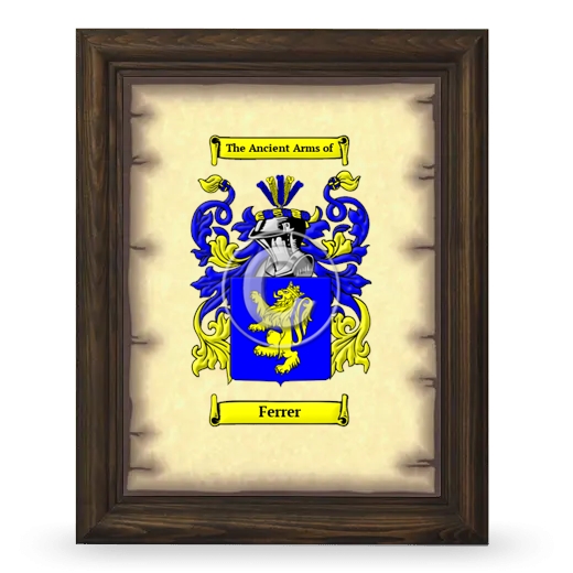 Ferrer Coat of Arms Framed - Brown