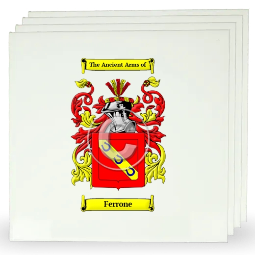 Ferrone Set of Four Large Tiles with Coat of Arms