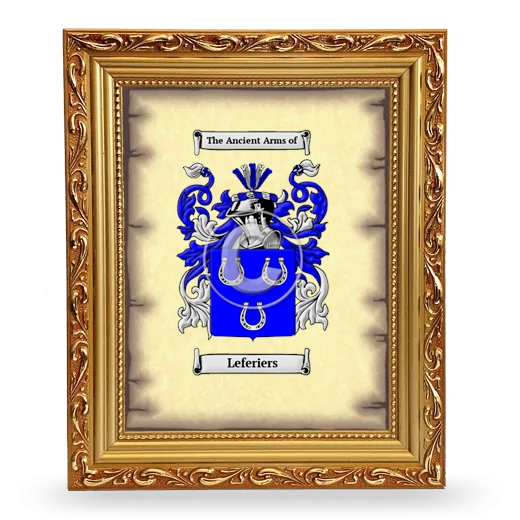 Leferiers Coat of Arms Framed - Gold