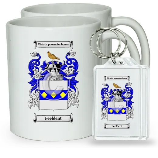 Feeldent Pair of Coffee Mugs and Pair of Keychains
