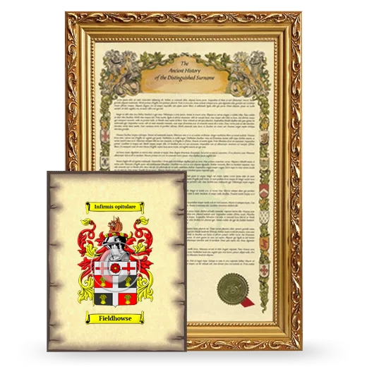 Fieldhowse Framed History and Coat of Arms Print - Gold