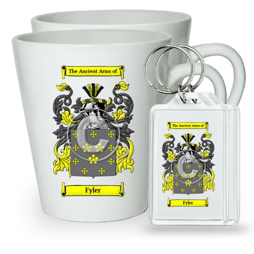 Fyler Pair of Latte Mugs and Pair of Keychains