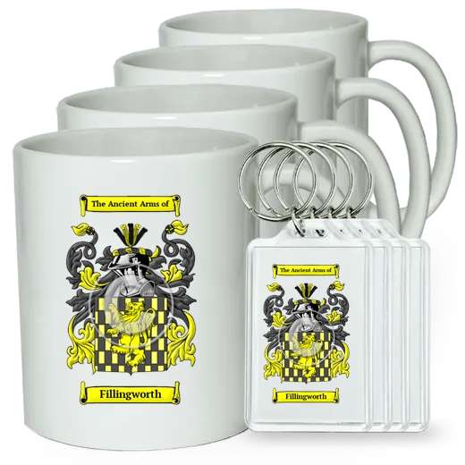 Fillingworth Set of 4 Coffee Mugs and Keychains